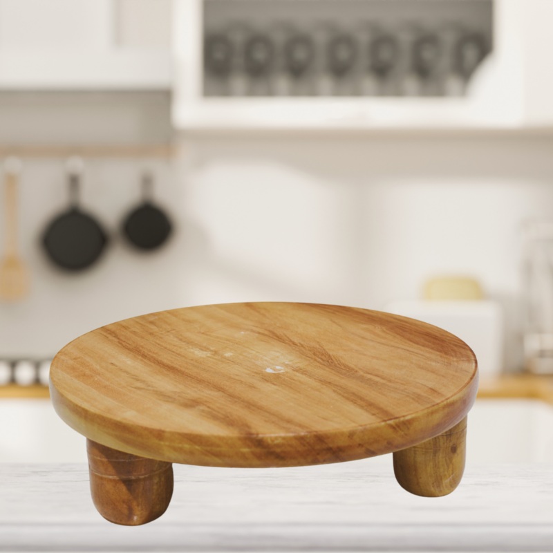 Wooden Chakla Bolong Heavy (No. 10) | Rolling Board | Brown & Cream