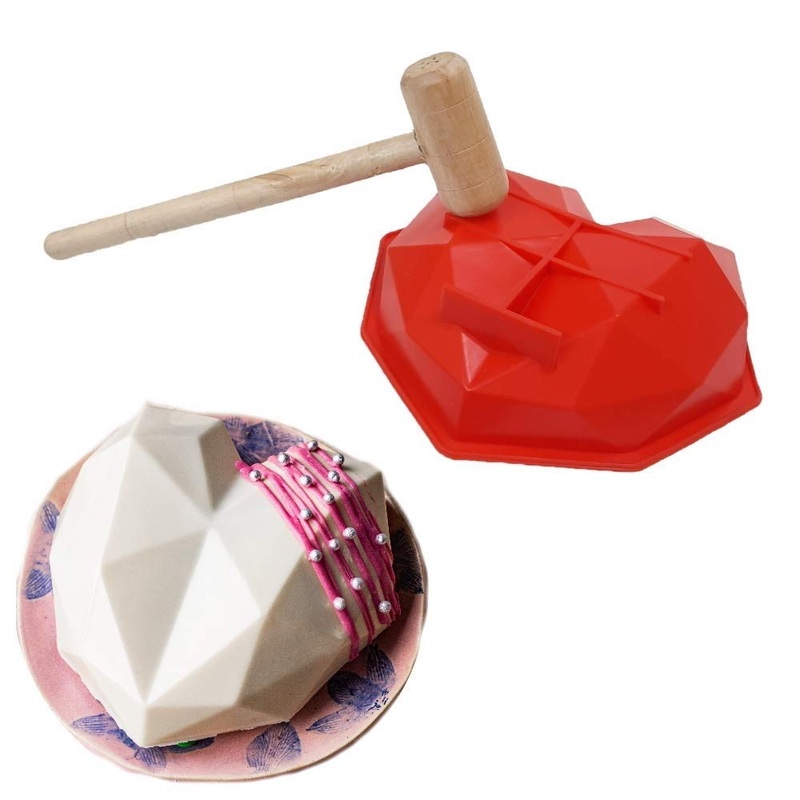 Pinata 3D Heart Shape Silicone Cake Mould with Hammer (Red)