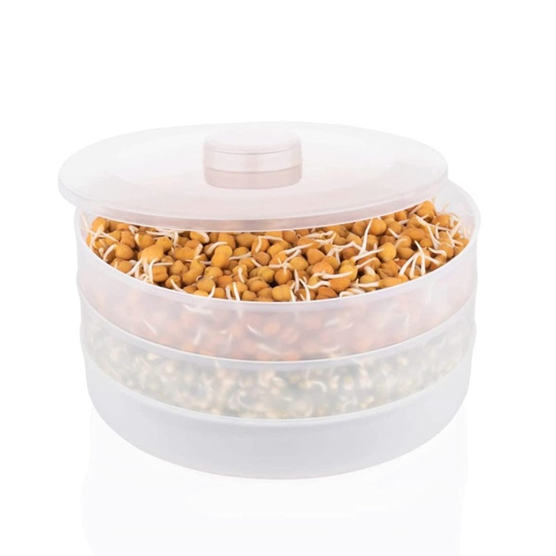 Plastic 3 Compartment 500 ML Round Sprout Maker | Transparent