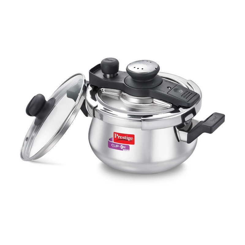 Prestige Clip-on Svachh Stainless Steel Handi Pressure Cookers with Glass Lid