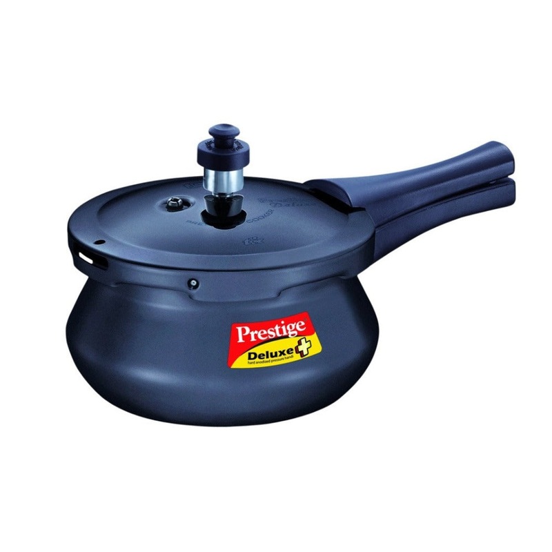 Prestige Deluxe Plus Hard Anodized Handi Pressure Cooker | Induction Compatible | Black