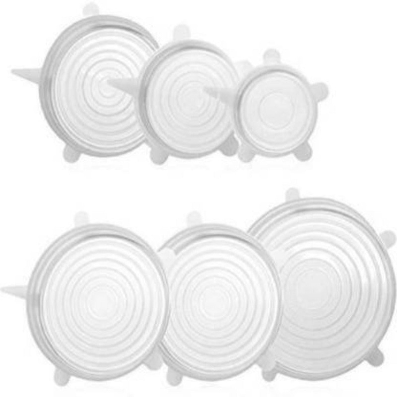 Reusable Silicon Transparent Lid Set | Set of 6 Pcs