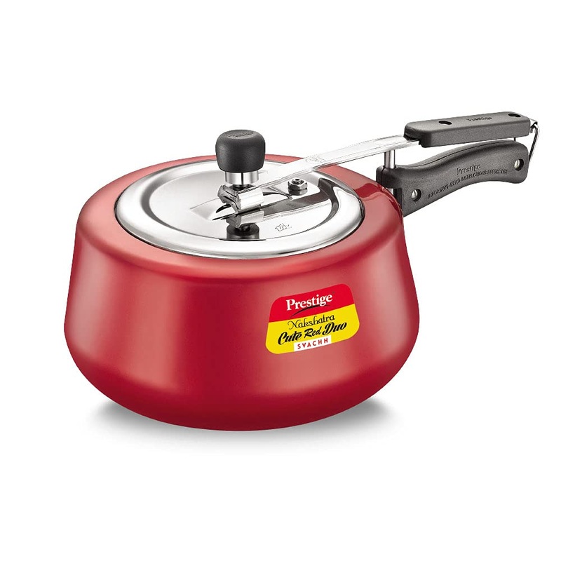 Prestige Nakshatra Cute Red Duo Svachh Aluminium Pressure Cooker | Induction Compatible | Red