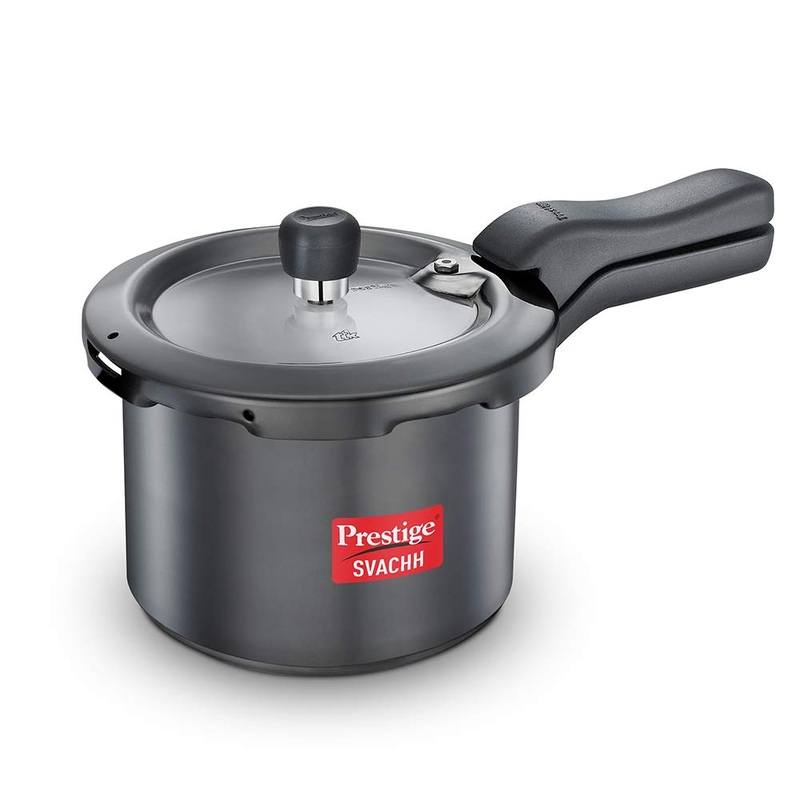 Prestige Svachh Hard Anodized Pressure Cooker | Gas & Induction Compatible | Black