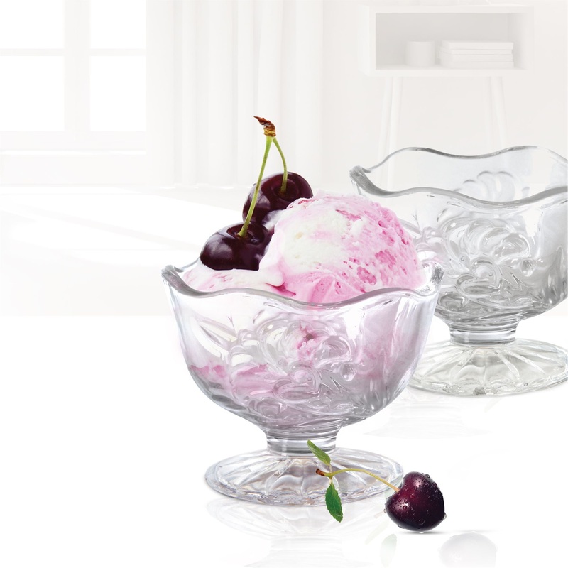Treo Bloom Glass Bowl | 130 ML | Transparent | Set of 6 Pcs