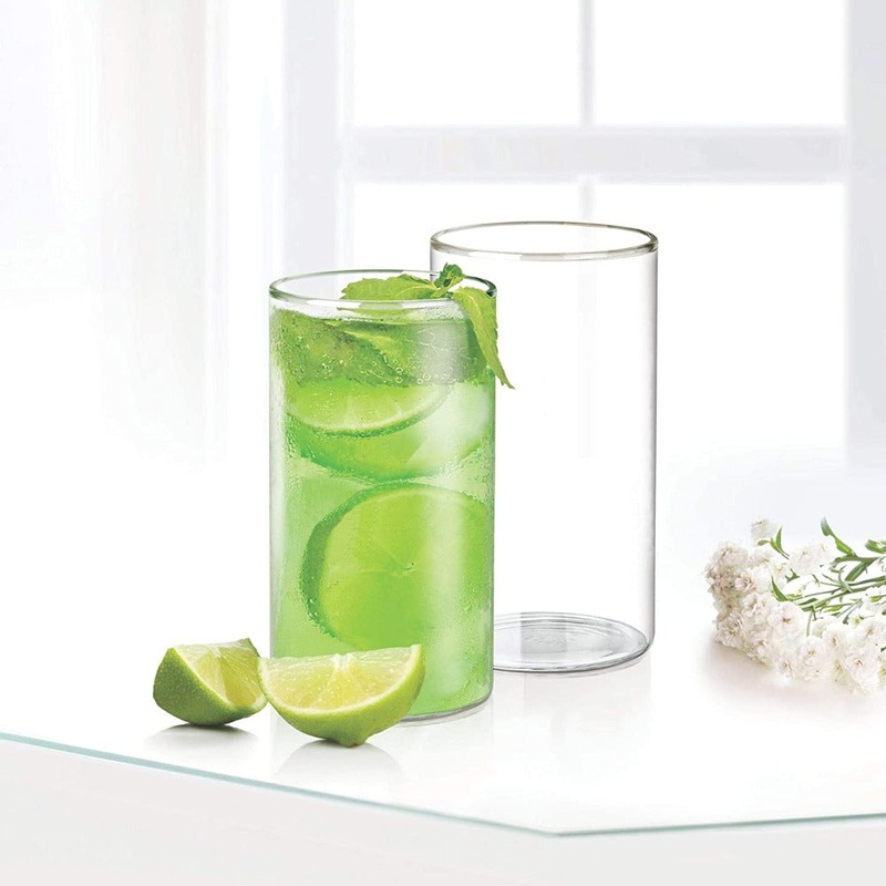 Treo Borosilicate Vector 340 ML Tumbler | Transparent | Set of 6 Pcs