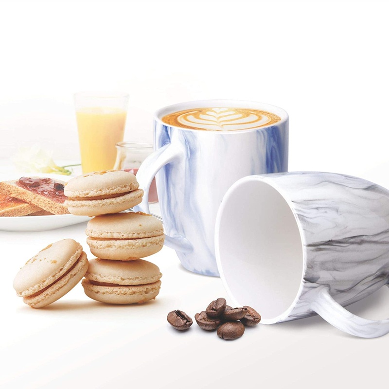 Treo Ceramic 240 ML Marble Mug | Set of 2 Pcs
