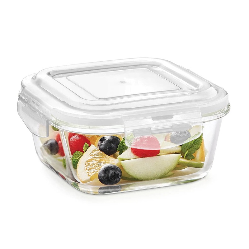 Borosil Store Fresh 320 ML Klip N Store Glass Storage Containers | Transparent | Set of 4 Pcs