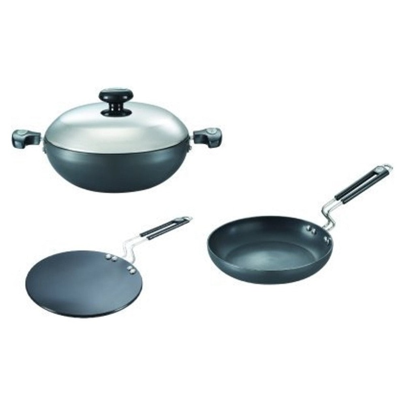 Prestige Hard Anodised Plus BYK Kitchen Set | Black | Set of 3 Pcs