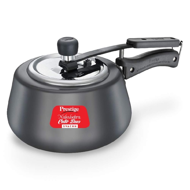 Prestige Svachh Nakshatra Cute Duo Hard Anodised Pressure Cooker | Gas & Induction Compatible | Black
