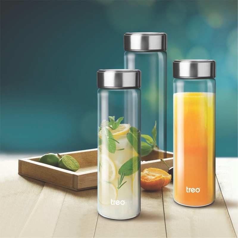 Treo Borosilicate Crysta Glass Bottle | Transparent | 1 Pc