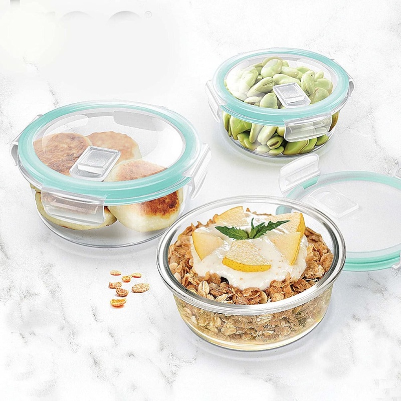 Treo High Borosilicate Clip Fresh Round Container | Transparent | 1 Pc