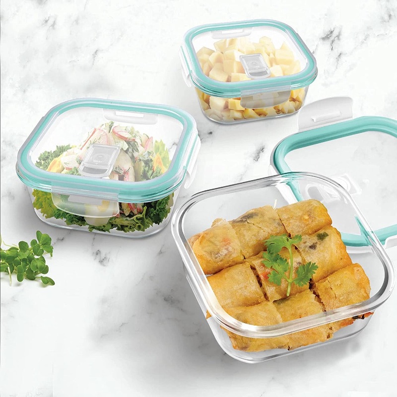 Treo High Borosilicate Clip Fresh Square Container | Transparent | 1 Pc