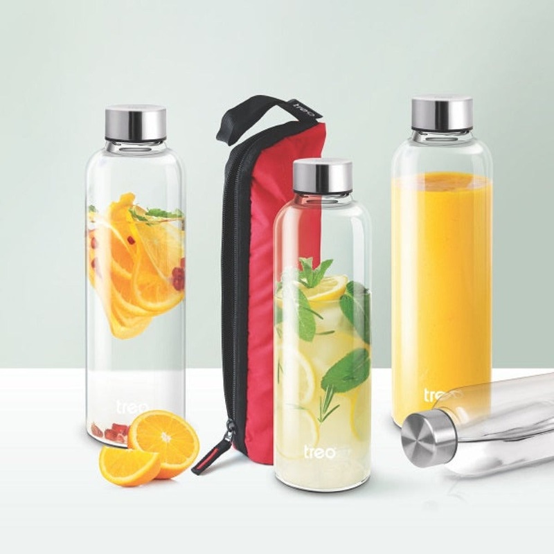 Treo Swag Borosilicate Glass 750 ml Bottle with Jacket | Transparent | 1 Pc