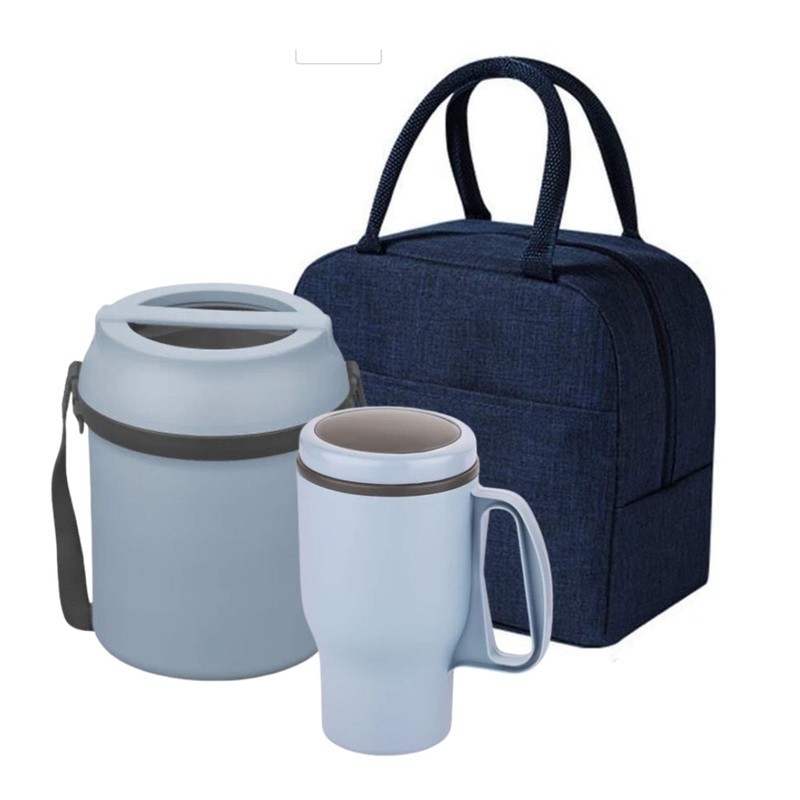 Asian Wonder Meal Travel Combo - Wonder Meal Executive tiffin + Champion Handy Flask + Bag | Set of 3 Pcs