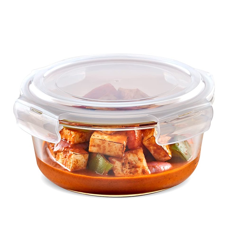 Borosil Klip n Store 240 ML Round Glass Container | Transparent | 1 Pc