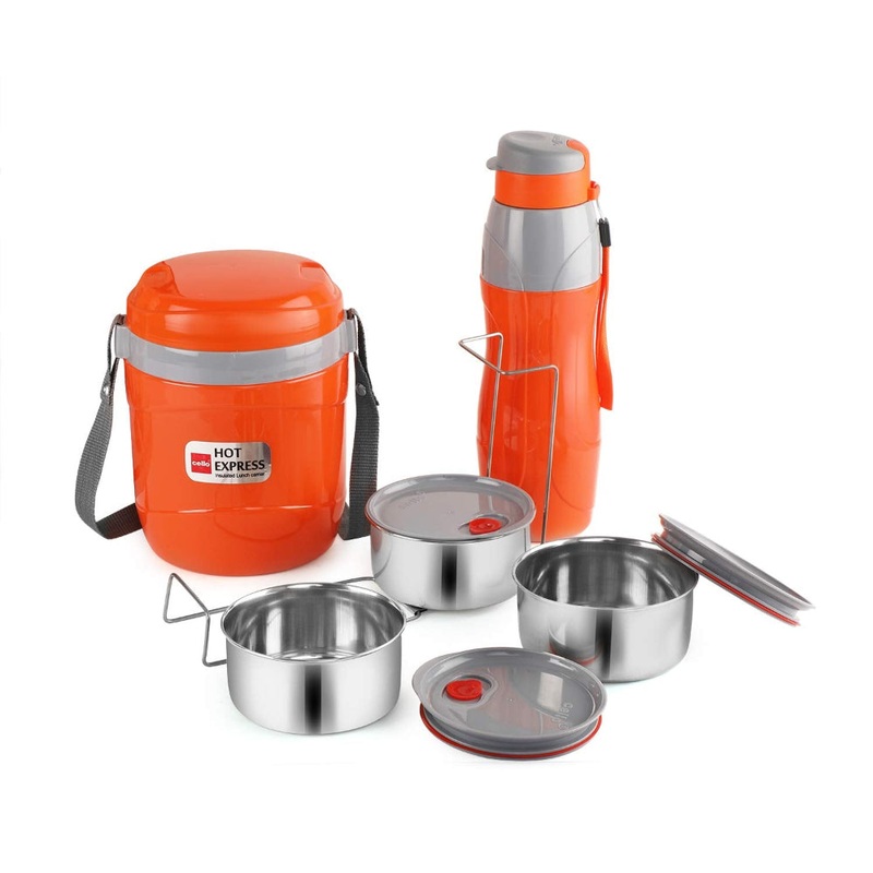 Cello Lunch Express Insulated Tiffin and Water Bottle Combo | Set of 2 Pcs