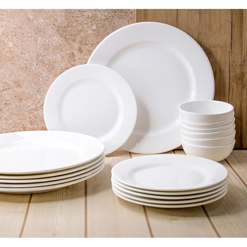 Clay Craft  Ceramic Dinner Set  Georgian White - 18 Pieces (Dinner Set 18 Pieces)