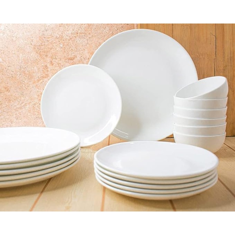 Clay Craft Ceramic Dinner Set Urmi White 18 Pieces (Dinner Set 18 Pieces)