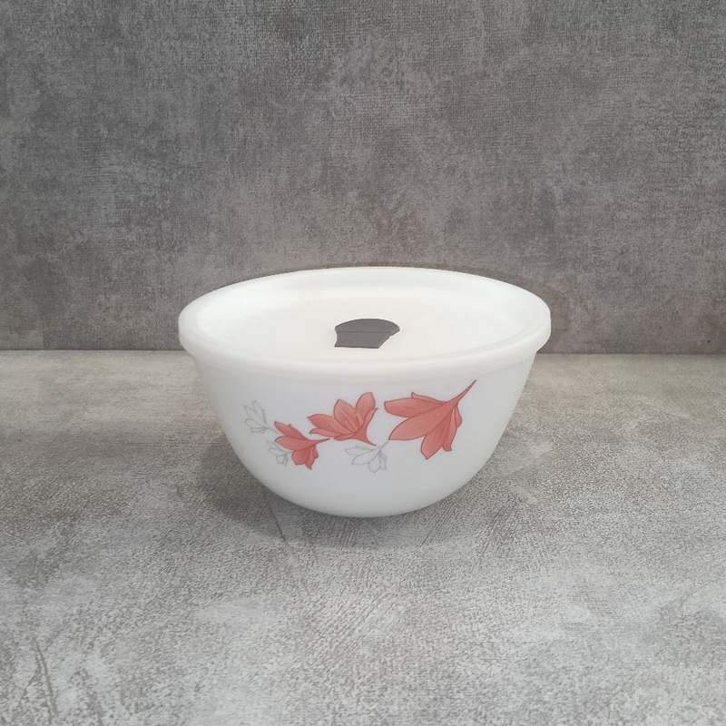 Larah by Borosil Opalware 750 ML Mixing Bowl with Lid | 1 Pc