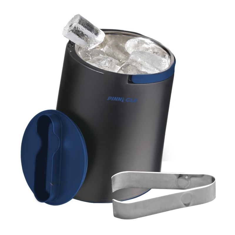 Pinnacle Insulated Stainless Steel Ice Bucket with Tong  Elegant Matte Cocktail Ice Bucket for Bar & Home| Party Ice Bucket with Lid for Bars|1.5 Litre