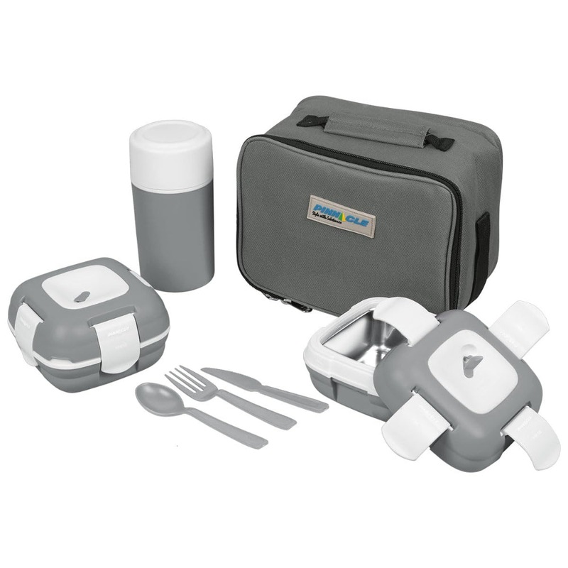 Pinnacle Paloma Lunch Kit with Insulated Bag | 2 x 500ml Steel Tiffin Box & 400ml Insulated Bottle | Leak-Proof & Hot Lunch Box for Office, Kids and Travel | Includes Cutlery Set | Ideal for Gifting.