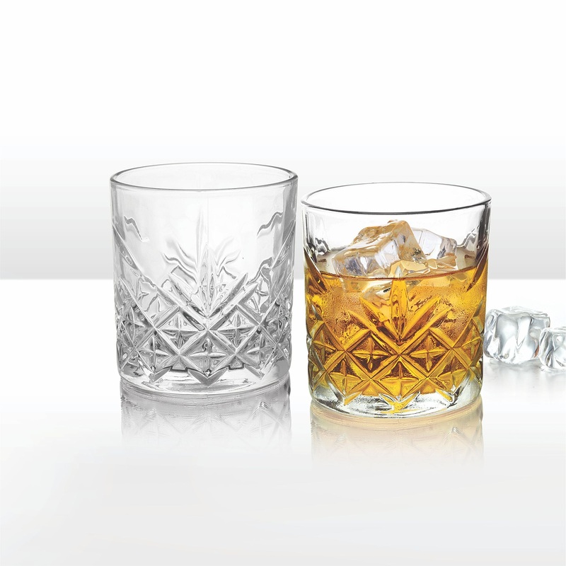 Treo Barley 340 ML Whiskey Tumbler | Transparent | Set of 6 Pcs