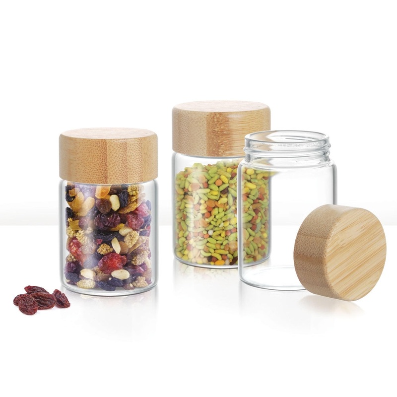 Treo Borosilicate Round Mini Jar | Transparent | Set of 3 Pcs