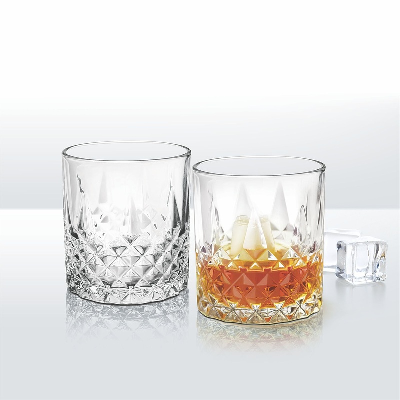 Treo Cairn WhiskeyGlass Tumbler 340 ML | Transparent | Set of 6 Pcs