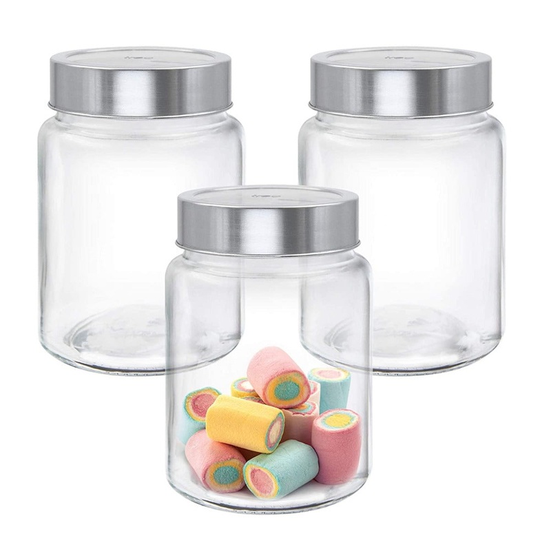 Treo Radius 310 ML Glass Storage Jar | Transparent | Set of 3 Pcs