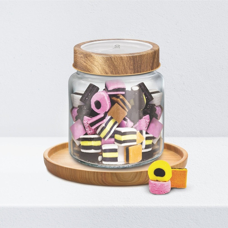 Treo Woody Radius Storage Glass Jar | Transparent | 1 Pc