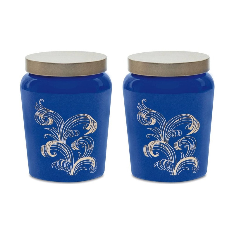 Yera Diana 750 ML Glass Storage Jar with Metallic Lid | Set of 2 Pcs