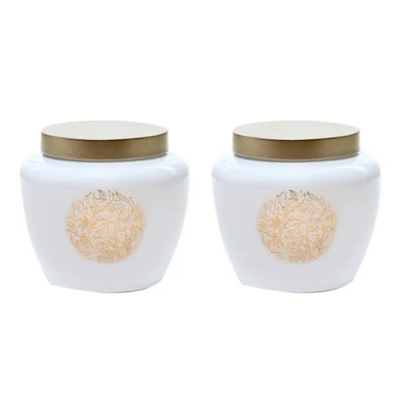 Yera Olivia 850 ML Glass Storage Jar with Metallic Lid | Set of 2 Pcs