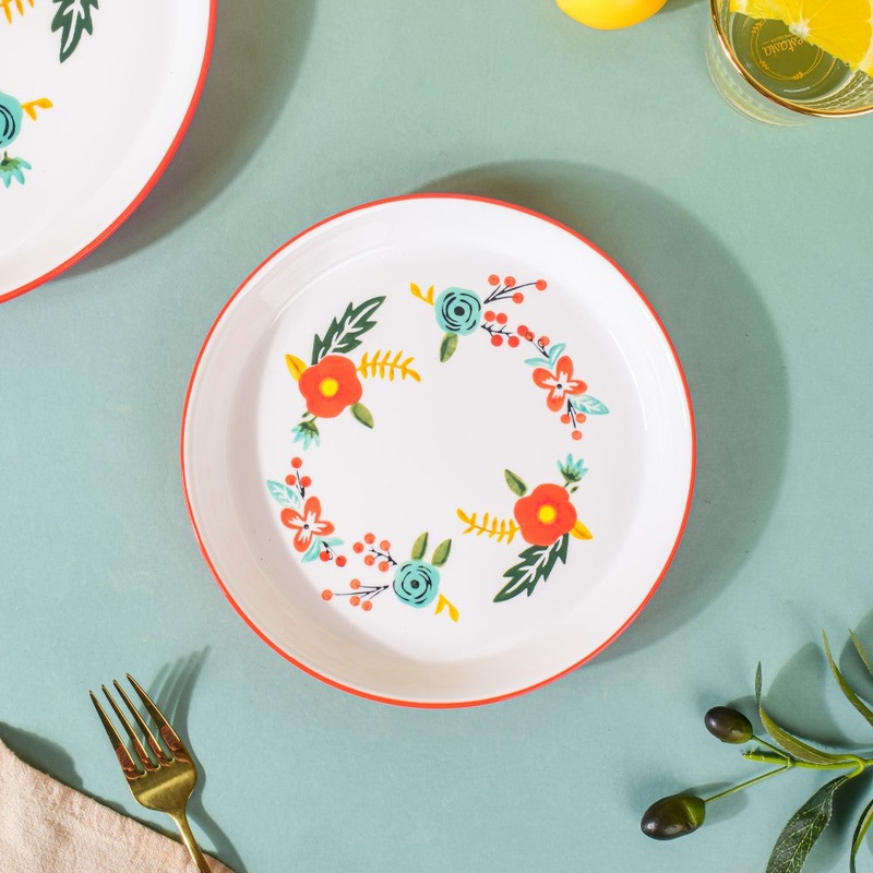 Bloom Ceramic Snack Plate Red 8 Inch