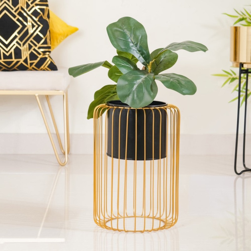 Chic Floor Planter With Gold Stand