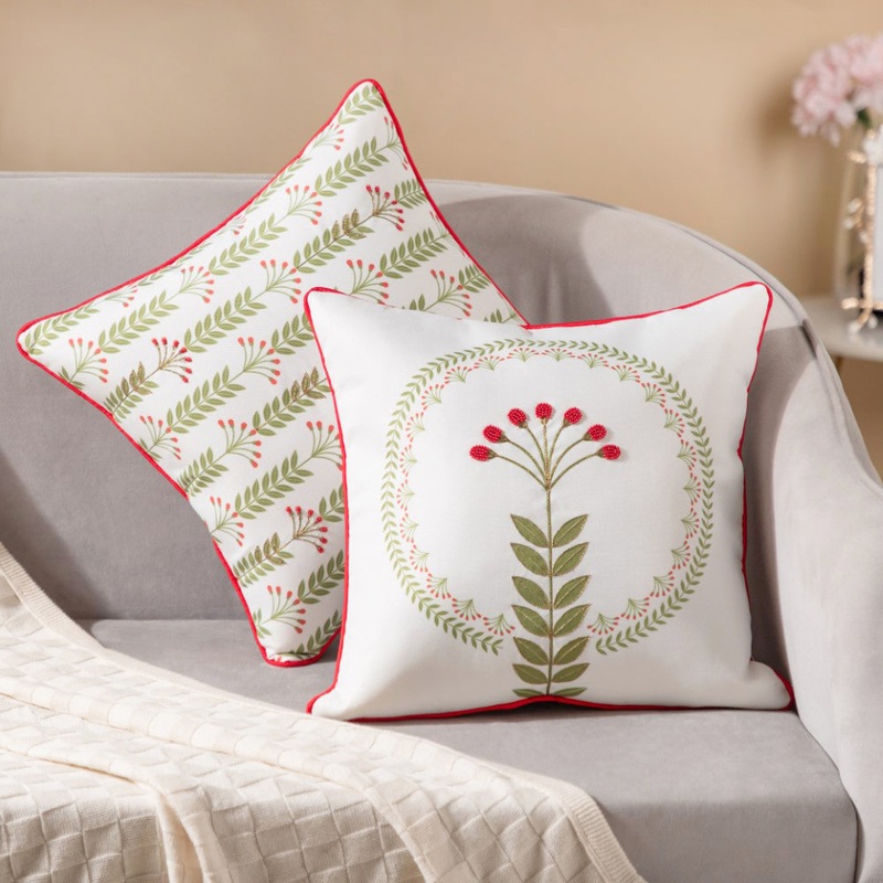 Faenza Set Of 2 Beadwork Cushion Cover 16 x 16 Inch