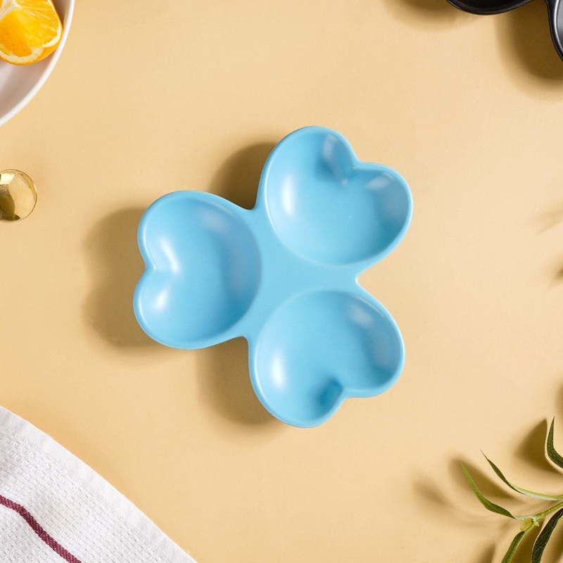 Floral Section Dip Plate Blue