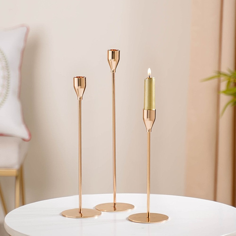 Gold Taper Candle Holder Set Of 3