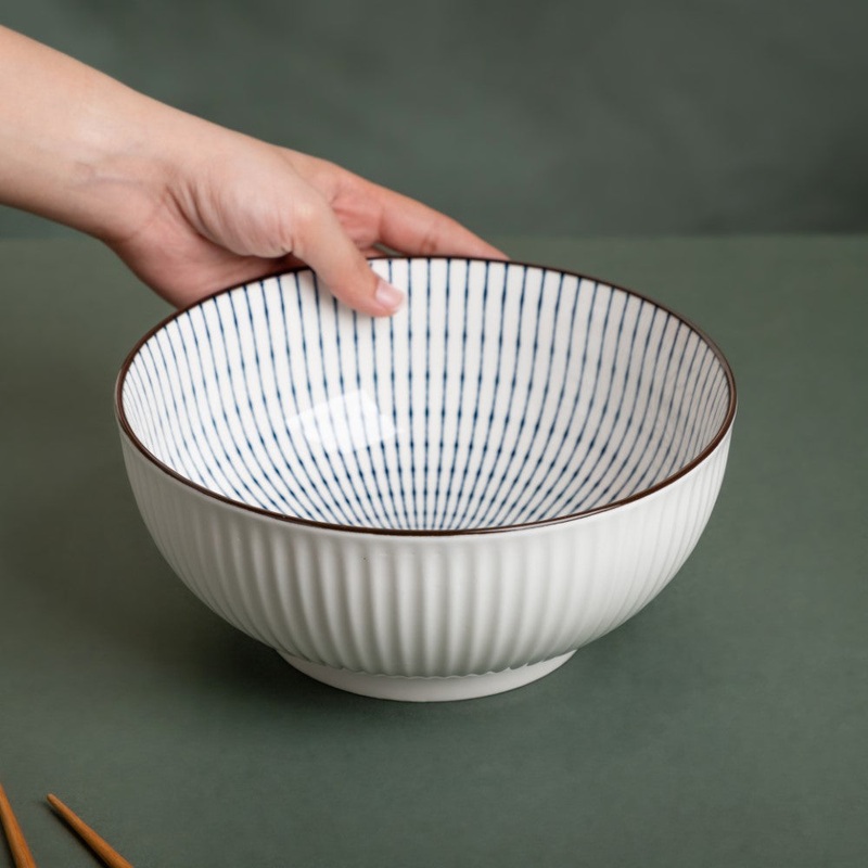 Meraki Striped Ceramic Serving Bowl 800 ml