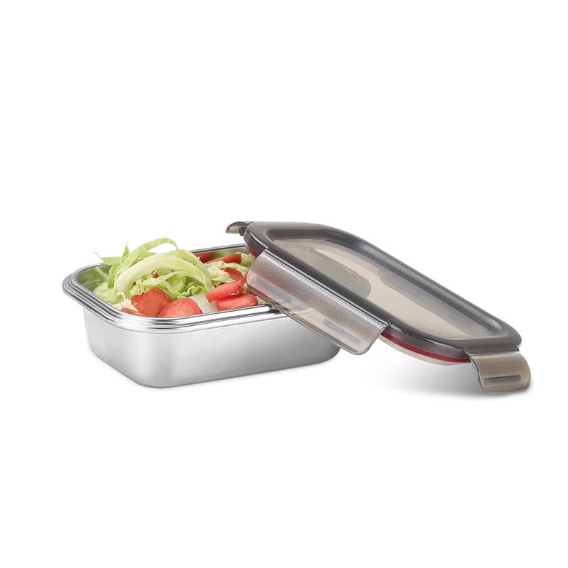 Milton Modulo Stainless Steel Rectangular Container with Lock Lid | Microwave & Oven safe | 1 Pc