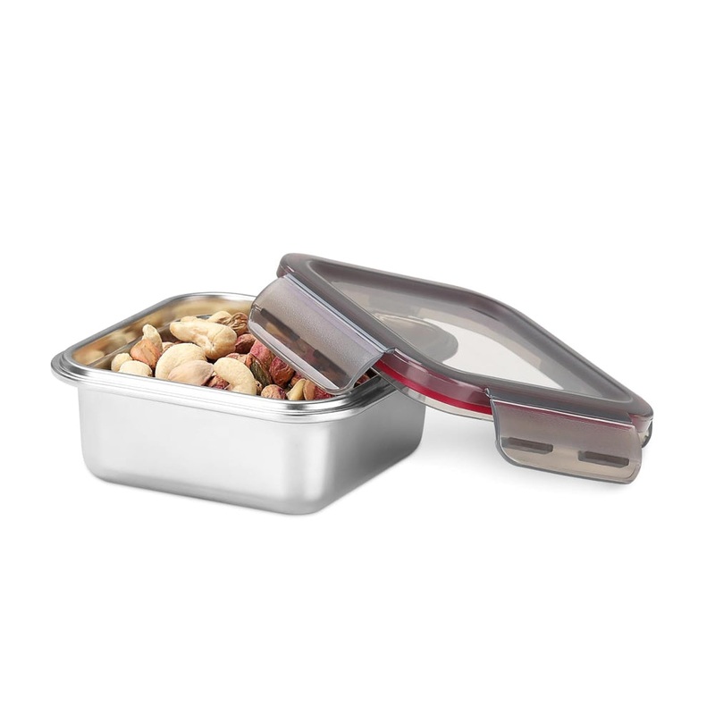 Milton Modulo Stainless Steel Square Container with Lock Lid | Microwave & Oven safe | 1 Pc