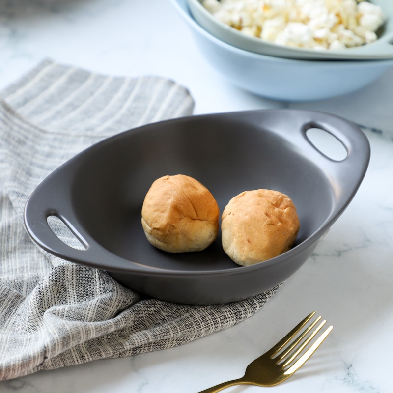 Modern Serving Bowl With Handle Grey Small