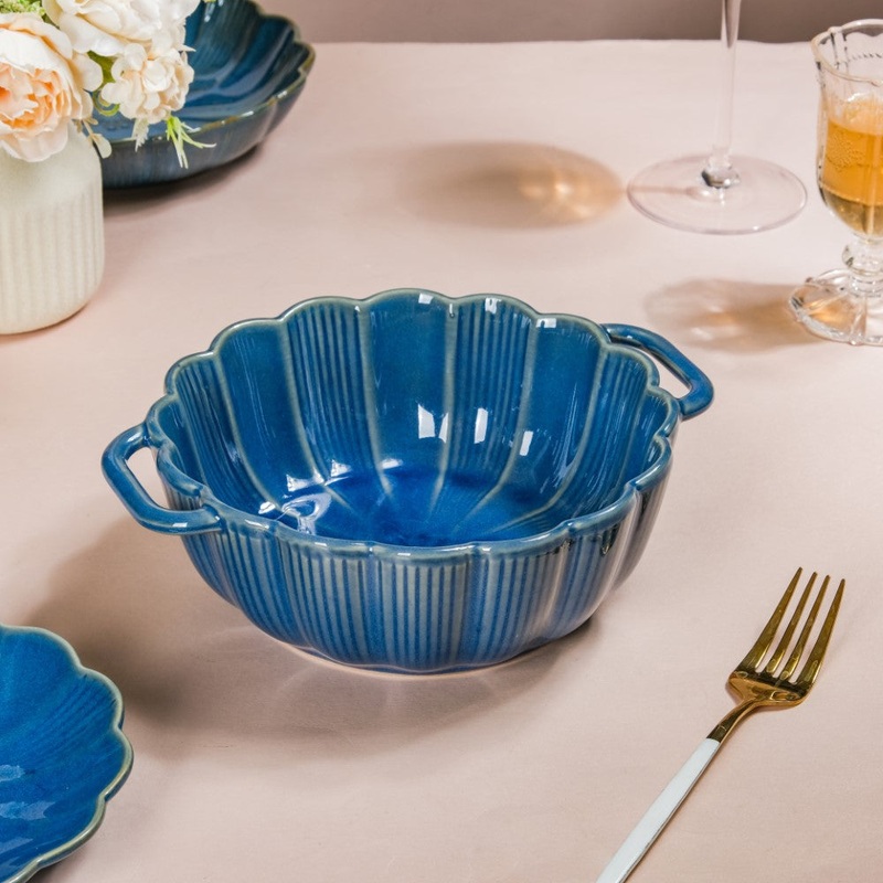 Ocean Serving Bowl with Handle Blue 600ml