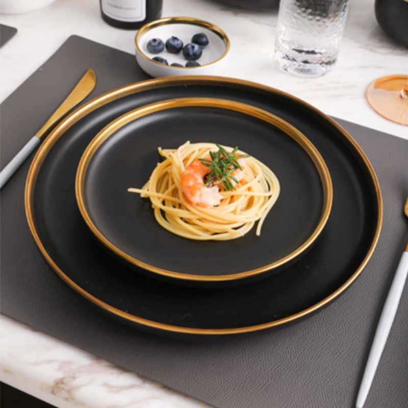 VERA Ceramic Snack Plate Black 8 Inch