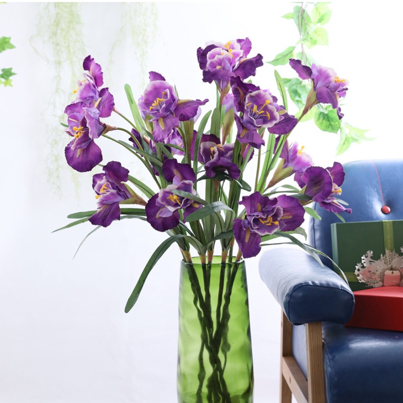 Artificial Iris Flower Dark Purple Set Of 3