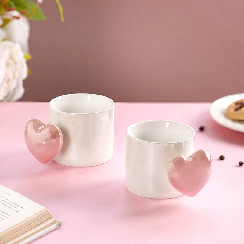 Balloon Heart Coffee Mug Pink Set of 2 330ml