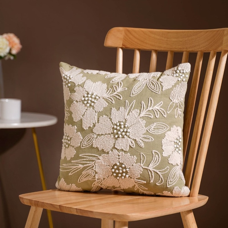 Fiore Sofa Cushion Cover Green 16x16 Inch