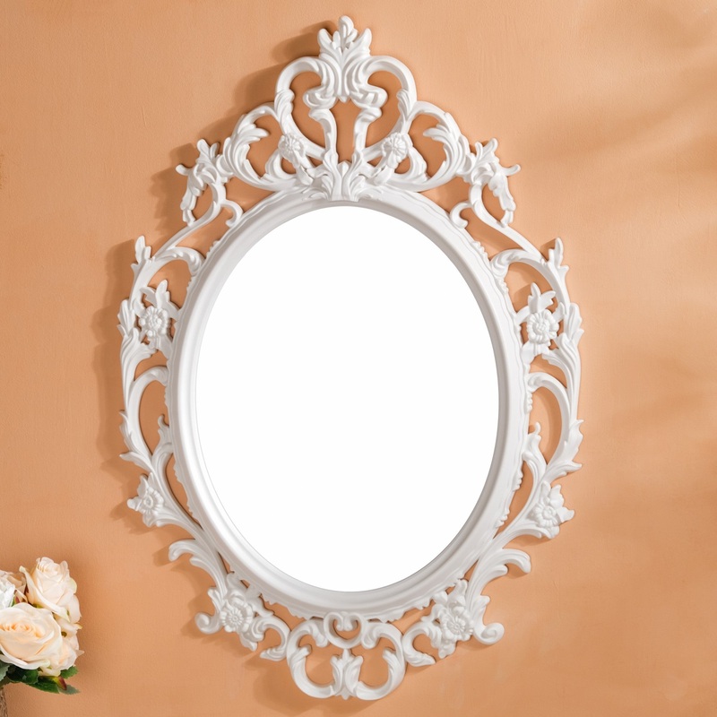 Hanging Wall Mirror White Large