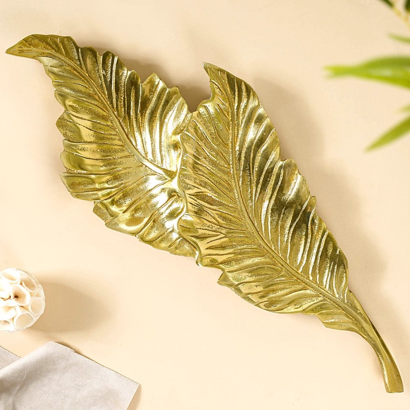 Leaf Platter For Table Decor Gold 20 Inch