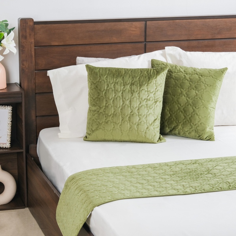 Luxe Cushion Cover & Runner Set Of 3 Green